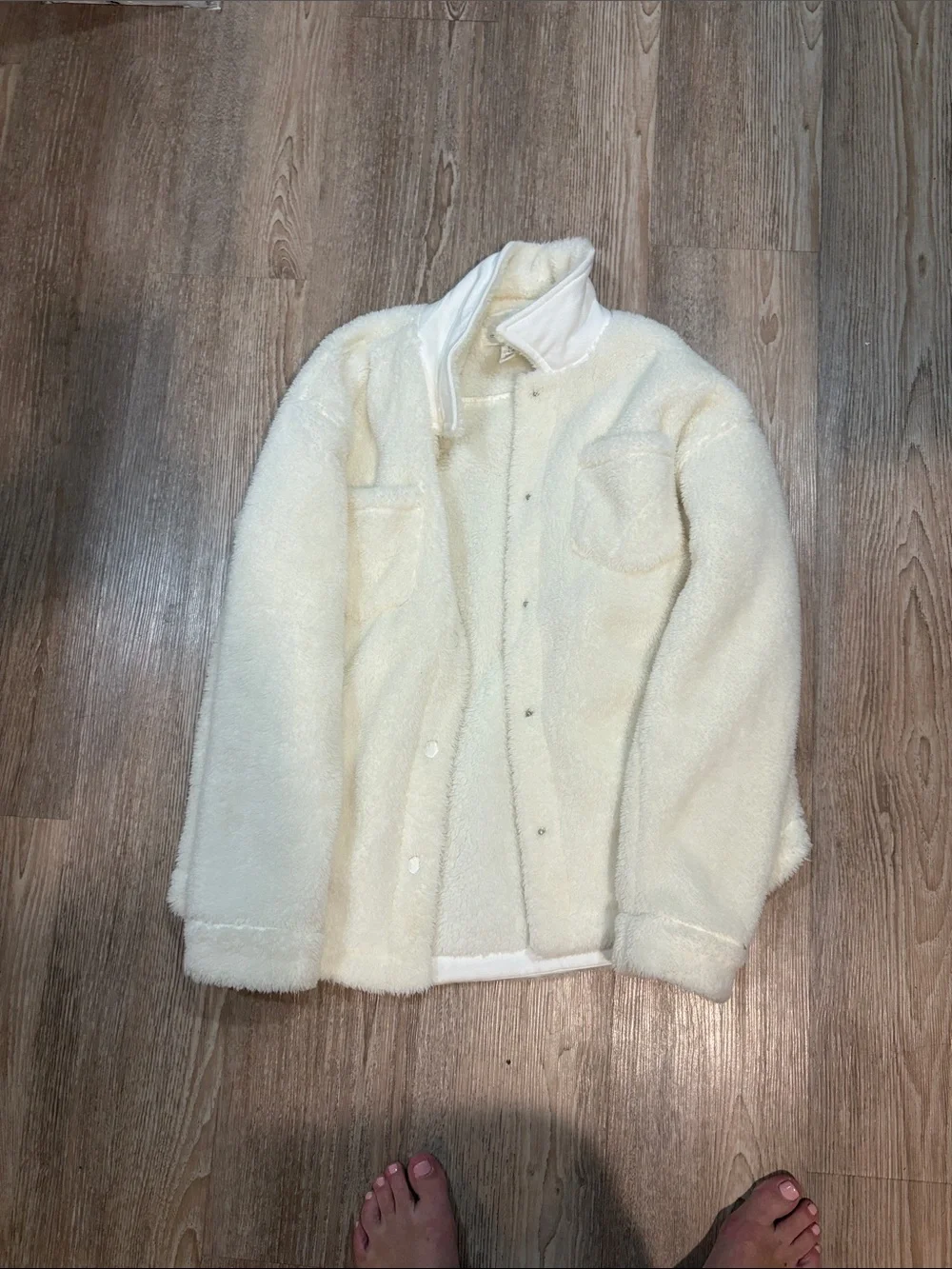 Treasure & Bond Cream Sherpa Shirt Jacket EUC